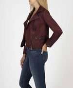 Eveline Vegan Suede Moto Jacket (Raisin) Hover Image