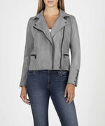 Eveline Vegan Suede Moto Jacket (Charcoal) Main Image