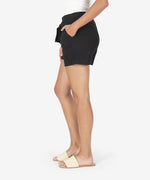 Linda Belted Wide Leg Short (Black) Hover Image