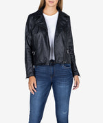 Eveline Faux Snake Suede Moto Jacket Main Image