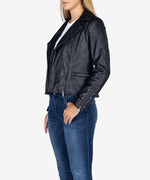 Eveline Faux Snake Suede Moto Jacket Hover Image