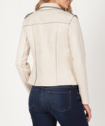 Haddie Scuba Faux Suede Moto Jacket (Irish Cream) Hover Image