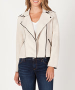 Haddie Scuba Faux Suede Moto Jacket (Irish Cream) Main Image