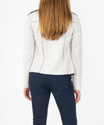 Haddie Scuba Faux Suede Moto Jacket (Light Grey) Hover Image