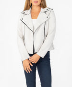 Haddie Scuba Faux Suede Moto Jacket (Light Grey) Main Image