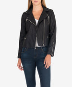 Leni Textured Faux Leather Moto Jacket Main Image