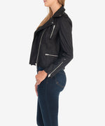 Leni Textured Faux Leather Moto Jacket Hover Image