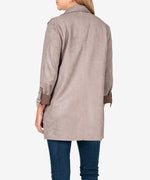 Faye Faux Suede Coat (Buff) Hover Image