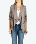 Dianne Faux Suede Drape Jacket Main Image