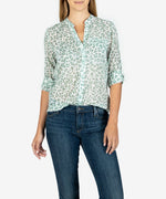 Jasmine Printed Top (Leopard Haze Sage) Main Image