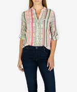 Jasmine Printed Top (Pavia Stripe Sage) Main Image