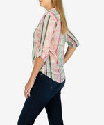 Jasmine Printed Top (Pavia Stripe Sage) Hover Image