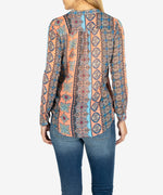 Jasmine Printed Top (Temara Stripe Coral) Hover Image