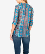 Jasmine Printed Top (Temara Stripe Turquoise) Hover Image