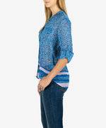 Jasmine Printed Top (Torre Border-Blue Heaven) Hover Image